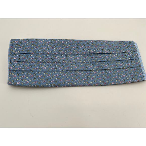Vineyard Vines Cummerbund Blue Shrimp Martini Pattern Silk - Picture 1 of 5